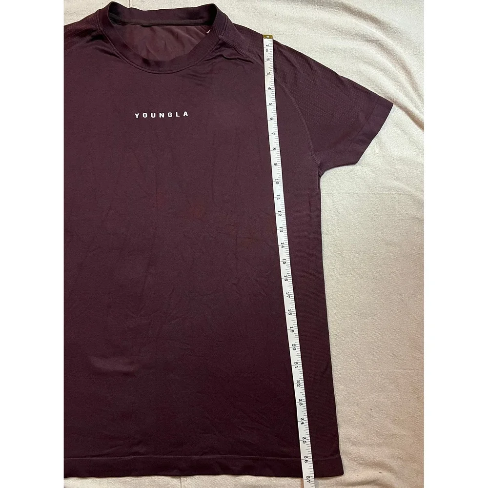 YoungLA Immortal Seamless Shirt Mens Medium Burgundy Maroon Athletic Gym Tee